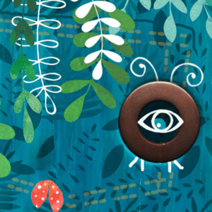 Rivet Bug Ladybug Denim Jungle Leaves